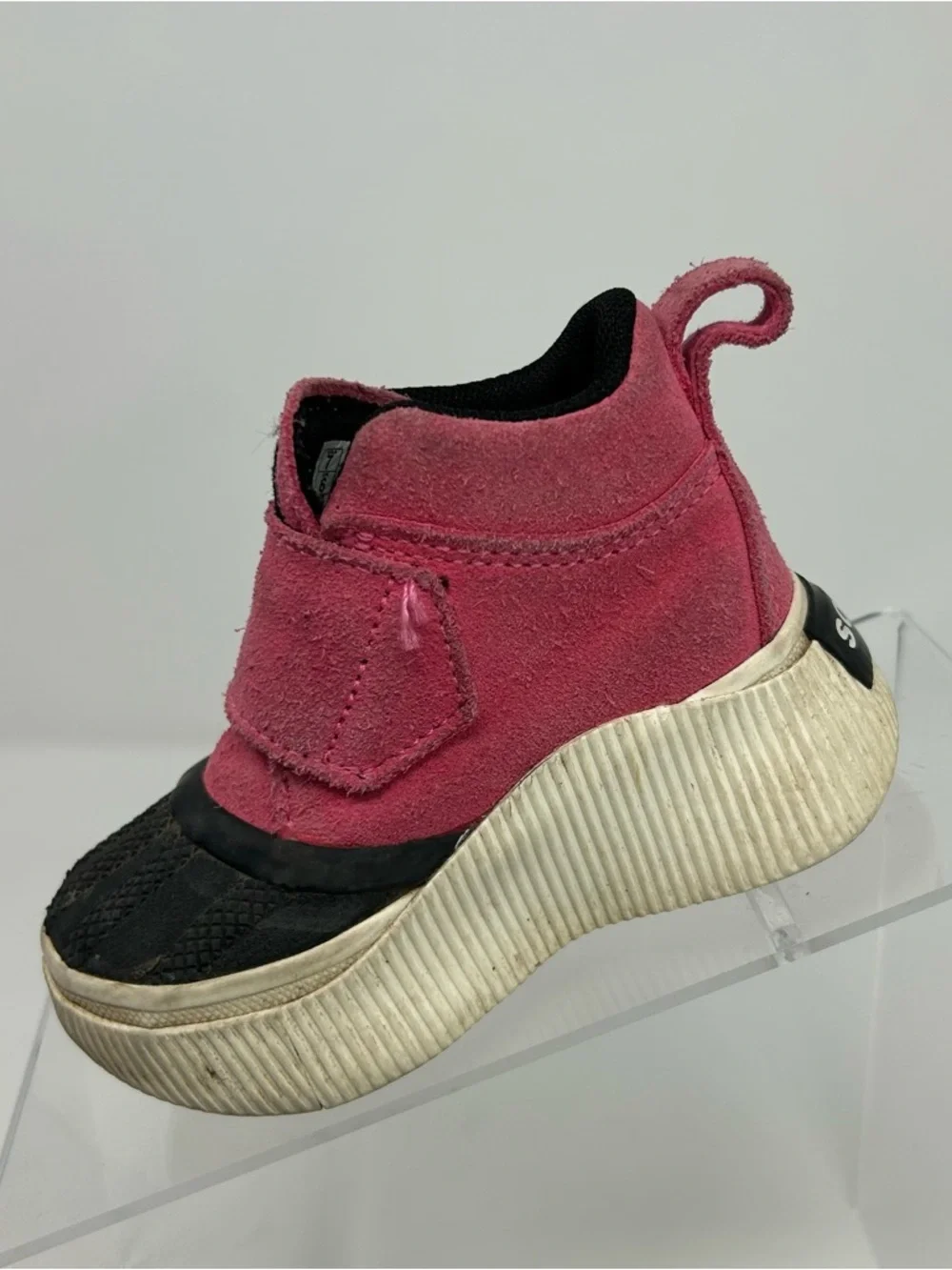 Sorel Duck Boots Girls Pink Waterproof Ankle Hook & Loop Strap Rubber Toe Size 7